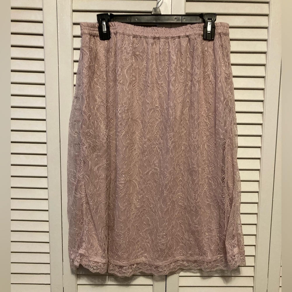 NWT Loft Light Pink Sparkly Lace Midi Skirt Size Medium